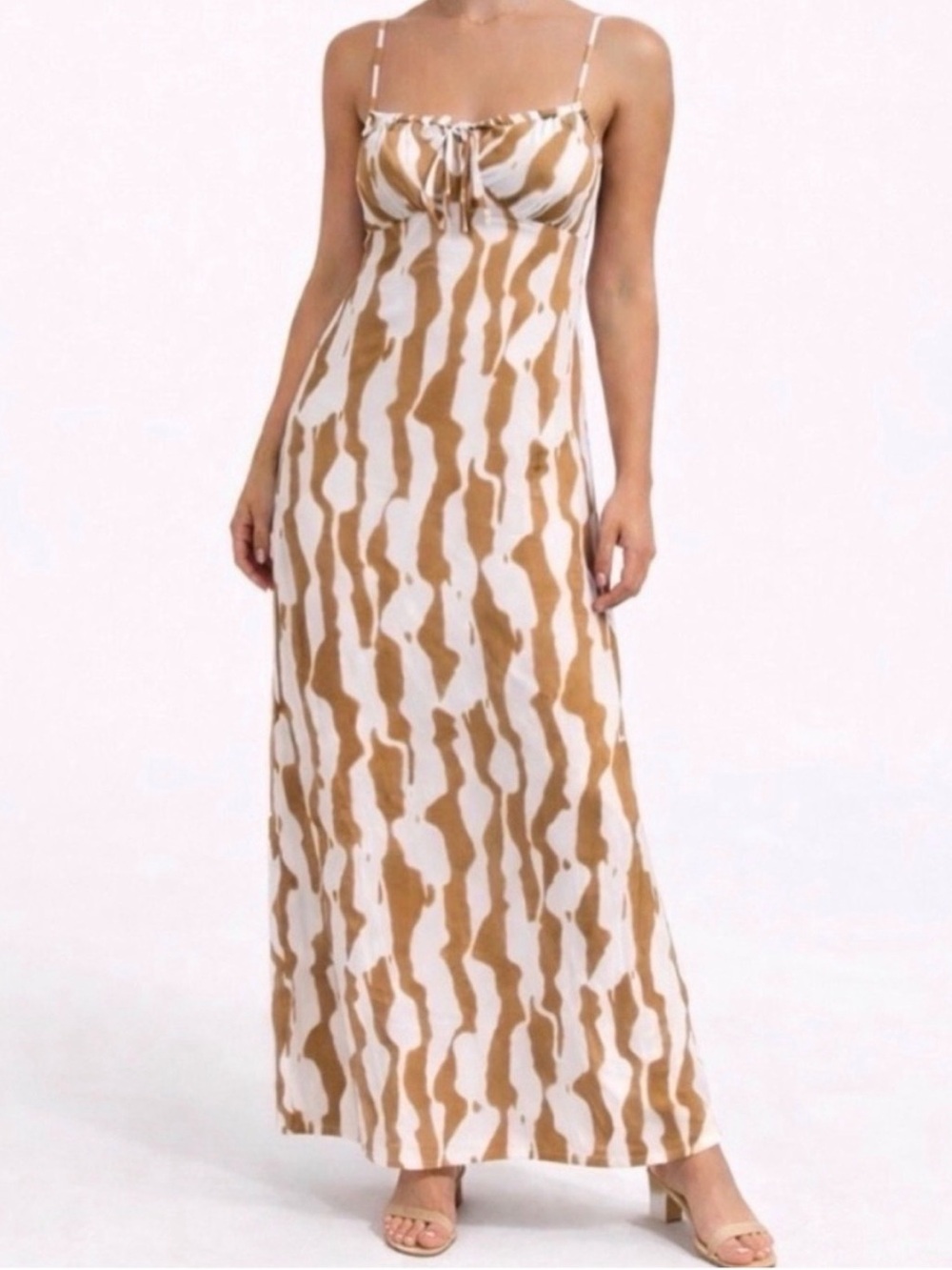 Maxi Dress in Tan and White